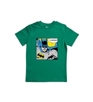 Batman baskılı pamuklu penye kumaş yazlık çocuk tişört (Yeşil)