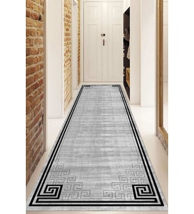 Dijital Baskılı Kaymaz Taban Yıkanabilir Modern Yolluk Ve Koridor Halısı NDU-HT-1225 (Gri)