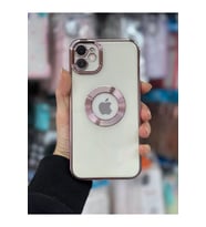 IPHONE 11 UYUMLU ULTRA LÜX  MERCEK KORUMALI LAZER KILIF (Rose)