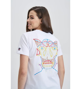 Smart Devil Kadın Baskı Taş T-Shirt (Beyaz)