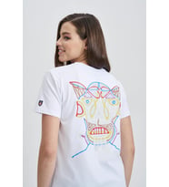 Smart Devil Kadın Baskı Taş T-Shirt (Beyaz)