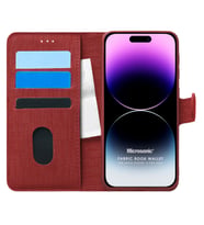 Microsonic Apple iPhone 14 Pro Max Kılıf Fabric Book Wallet Siyah (Kırmızı)