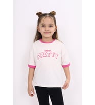 Toontoy Kız Çocuk Baskılı Tişört (Ekru)