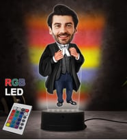 Doğum Günü Hediyesi,Sevgiliye Hediye, Kişiye Özel Fotoğraflı Erkek Avukat Karikatür 3D Led Lamba (RGB)