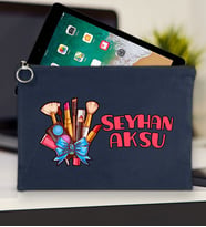 BK Gift Kişiye Özel İsimli-3 Tablet Çantası 30x21cm(12 Renk Seçeneği), Ipad Çantası, Baskılı Tablet Kılıfı (Lacivert)