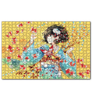 Cakapuzzle Anime Kimonolu Kız ve Japon Balıkları  Puzzle Yapboz MDF (Ahşap) (500 Parça)