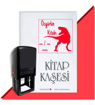 Kişiye Özel  Dinazor Silüeti 4 Tarihli Kitap Kaşesi (Kırmızı)
