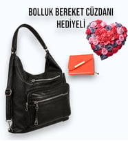 Sevgililer Günü Özel Bereket CÜZDAN HEDİYELİ Kadın Rahat Çok Yönlü Yumuşak Deri Hem Sırt çantası hem El ve Omuz Çantası-Bolluk Bereket Cüzdanı Hediye (Altın)