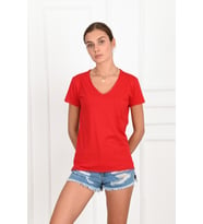 Kadın Basic Cepli Tshirt 8328 (Kırmızı)