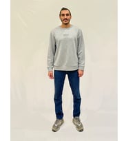 Erkek Bisiklet Yaka Rahat Kalıp 3 iplik Kalın Orta Brooklyn Nakışlı Sweatshirt SPR24SW34 ( Gri-Melanj)