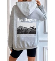 Unisex Los Angles  Baskılı Sweatshirt (Gri)