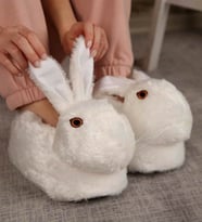 Hayvanlı H12 Tavşanlı Panduf Ev Içi Bot Panduf (Beyaz)