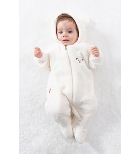 Welsoft Peluş Unisex Fermuarlı Kışlık Bebek Uyku Tulumu Bebek Tulumu Çocuk Tulumu Çocuk Kostümü TLMAYK (Beyaz)