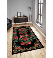 Dijital Baskılı Yıkanabilir Kaymaz Modern Renkli Salon Halısı Mutfak Halısı Yolluk ND-HY-1439 (Siyah)