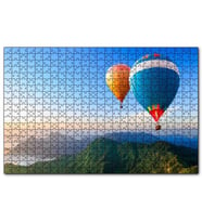 Cakapuzzle Yeşil Dağlar ve Sıcak Hava Balonları  Puzzle Yapboz MDF (Ahşap) (500 Parça)