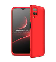 Samsung Galaxy A12 Kılıf 3 Parça Slim Sert Silikon Kapak AYS (Kırmızı)