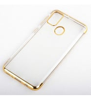 Galaxy M21 Kılıf Zore Dört Köşeli Lazer Silikon Kılıf (Gold)