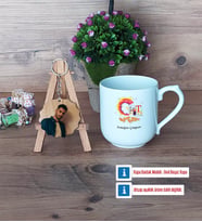 Grafiker Kupa Bardak Beyaz ve Fotoğraflı Ahşap Anahtarlık Hediye (Model 5)