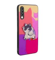 Galaxy A70 Kılıf Parlayan Kabartmalı İkonik Figürlü Amas Silikon Kılıf (Mor)