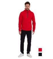 Rush Run Erkek Antrenman Kanguru Cepli Fermuarlı Kapüşon Yaka  Spor Sweatshirt (Kırmızı)