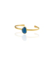 Kadir Jewellery Zirkon Taşlı Ayarlanabilir 22 Ayar Altın Kaplama Bilezik (Koyu Mavi)