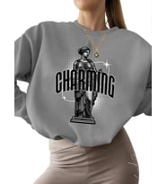 bisiklet yaka unisex Büyüleyici kadın yunan antik heykeli y2k sokak giyimi Baskılı kadın Sweatshirt (Gri)