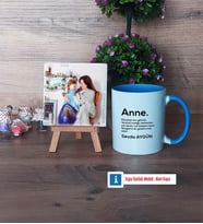 Anneye Hediye Fotoğraflı Dekoratif Taş, Kupa Bardak Beyaz Hediye (Model 4)