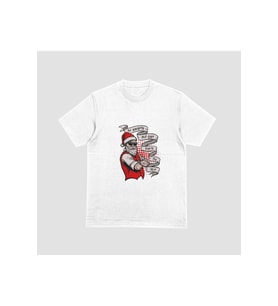 Unisex Siyah Yılbaşı  Noel Style Baskılı Oversize T-shirt (Beyaz)