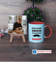 Erkek Öğretmene Hediye Fotoğraflı Dekoratif Taş, Kupa Bardak Beyaz Hediye (Model 13)