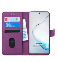 Samsung Galaxy Note 10 Plus Kılıf Fabric Book Wallet (Mor)