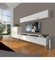Decoraktiv Ekoflex 6y Slm Krom Ayaklı Tv Ünitesi Tv Sehpası (Beyaz)
