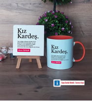 Kız Kardeş Dekoratif Taş, Kupa Bardak Kırmızı Hediye (Model 12)
