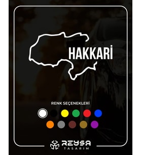 Hakkari Harita Araba Sticker siyah 17x10 CM (Beyaz)