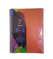 5+2 Ayraçlı Defter 7 Konulu 175 Yaprak 1 Adet 5 Kareli 2 Çizgili Spralli Plastik Kapak Seperatörlü (Turuncu)