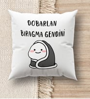 BK Gift Esprili Beyaz Kırlent Yastık, Ev Hediyesi, Ev Dekorasyonu, Dekoratif Hediye (Model 9)