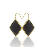 Kadir Jewellery 22 Ayar Altın Kaplama Vintage Küpe -El İşçiliği Ve Hipoalerjenik Küpe (Siyah)