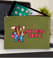 BK Gift Kişiye Özel İsimli-3 Tablet Çantası 30x21cm(12 Renk Seçeneği), Ipad Çantası, Baskılı Tablet Kılıfı (Yeşil)