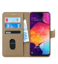 Microsonic Samsung Galaxy A50 Kılıf Fabric Book Wallet (Gold)