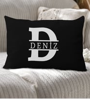 BK Gift Kişiye Özel Harfli Premium Kumaş Dikdörtgen Yastık Kılıfı-1 (SADECE YASTIK KILIFI), Ev Dekorasyonu, 5 Farklı Renk Seçeneği (Siyah)