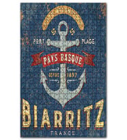 Cakapuzzle Fransa Biarritz ve Çapa Afişi Görseli Puzzle Yapboz MDF (Ahşap) (500 Parça)