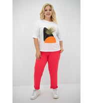 Kadın Büyük Beden Baskı Detaylı T-shirt Takım 8105-24 (Fuşya)