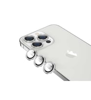 Uyumlu Model Apple iPhone 13 Pro Max Taşlı Kamera Lens Koruyucu Çerçeveli Koruyucu (Gümüş)