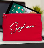 BK Gift Kişiye Özel İsimli-6 Tablet Çantası 30x21cm(12 Renk Seçeneği), Ipad Çantası, Baskılı Tablet Kılıfı (Kırmızı)