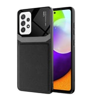 Galaxy A72 Kılıf Zore Emiks Deri Görünümlü Kılıf (Siyah)