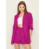 Kadın Kolları Katlamalı Blazer Ceket (Fuşya)