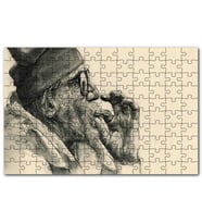 Cakapuzzle Sigara İçen Gözlüklü Yaşlı İnsan Görseli Puzzle Yapboz MDF (Ahşap) (500 Parça)