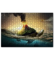 Cakapuzzle Kaplumbağa Sırtındaki Volkanik Ada İllüstrasyon  Puzzle Yapboz MDF (Ahşap) (500 Parça)