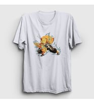 Presmono Unisex Sarı Zenitsu Anime Demon Slayer Kimetsu No Yaiba T-Shirt 309110tt (Beyaz)
