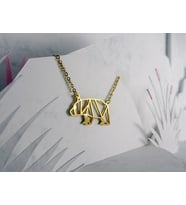 Kişiye Özel 925 Ayar Gümüş Origami Ayı Kolye (Gold)