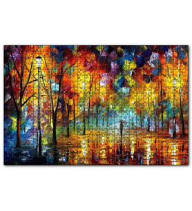 Cakapuzzle Ağaçlı Yolda Şemsiyeli Adam Yağlıboya  Puzzle Yapboz MDF (Ahşap) (255 Parça)
